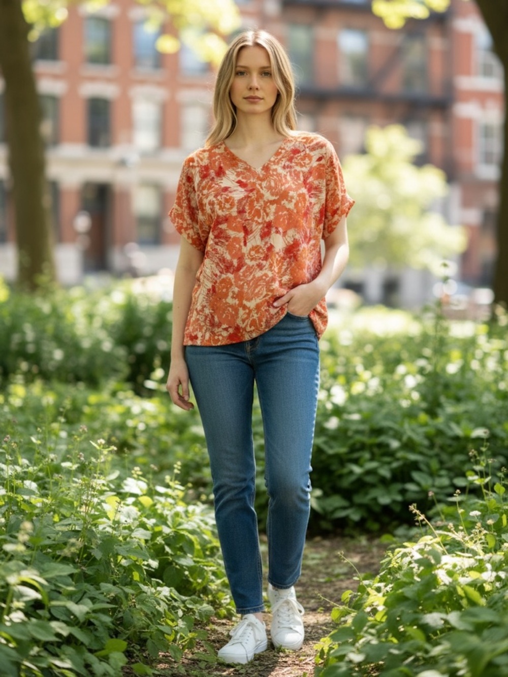 Forever 21 Peach Floral Abstract Mini Dress or Tunic